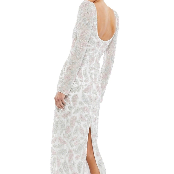 Mac Duggal 5424 Foliage Tea Length Column Dress - Picture 2 of 14